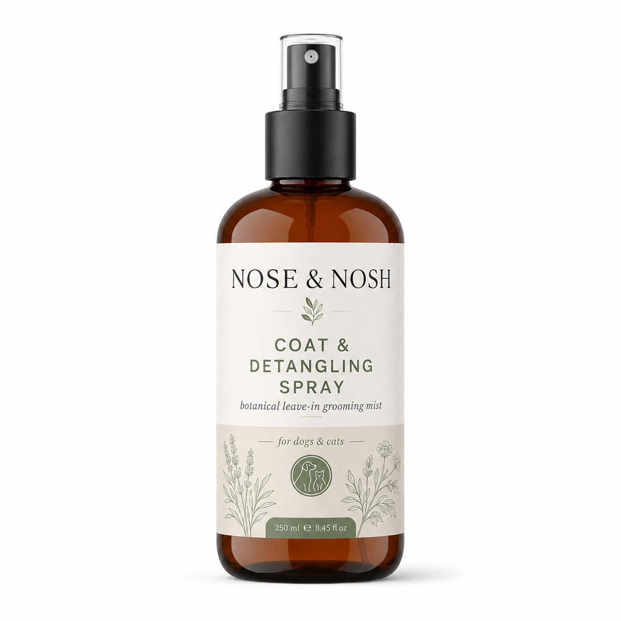 NOSE & NOSH coat and detangling spray bottle